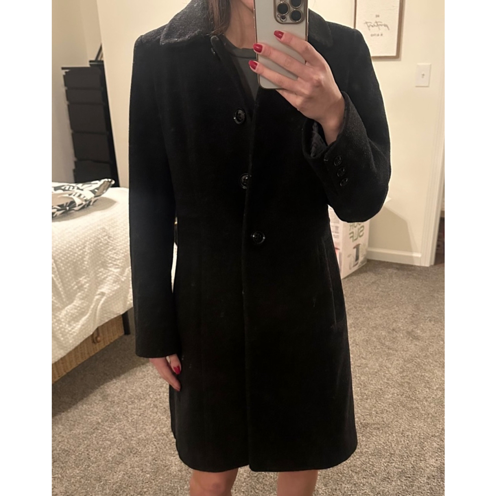 Anne Klein Gray Black Wool Blend Pea Coat Trench Petite 8 - Picture 6 of 13